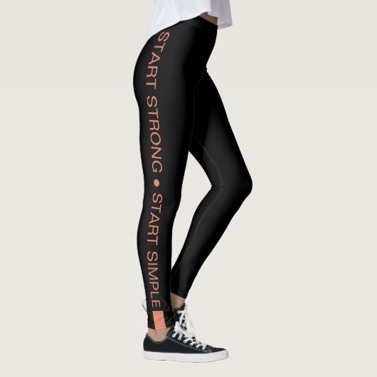 Custom Fitness Studio Slogan Orange on Black Leggings (Rechts)