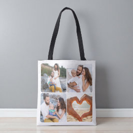 Custom Five Photo Personalized Double Sided Tote Bag