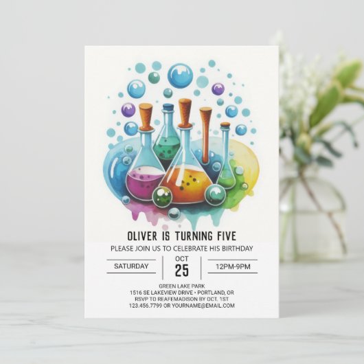 Custom Flask Fusion Scientist Verjaardag Kaart (Staand voorkant)