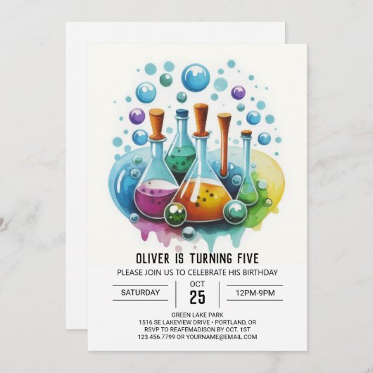 Custom Flask Fusion Scientist Verjaardag Kaart (Voorkant / Achterkant)