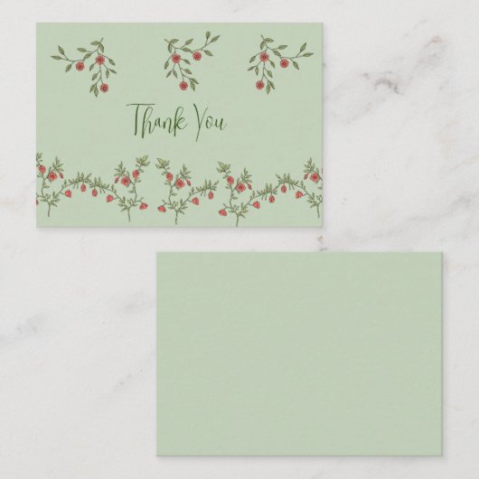 Custom Flat Note Kaarten Dank u Floral Botanical Notitiekaartje (Voorkant / Achterkant)