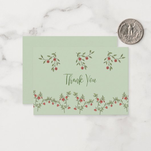 Custom Flat Note Kaarten Dank u Floral Botanical Notitiekaartje (Voorkant / Achterkant in situ)