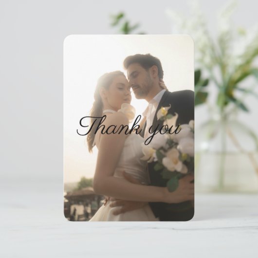Custom Flat Wedding Thank You Card – Personalized (Staand voorkant)