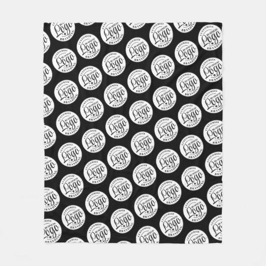 Custom fleece deken met Logo print | Zwart (Voorkant)