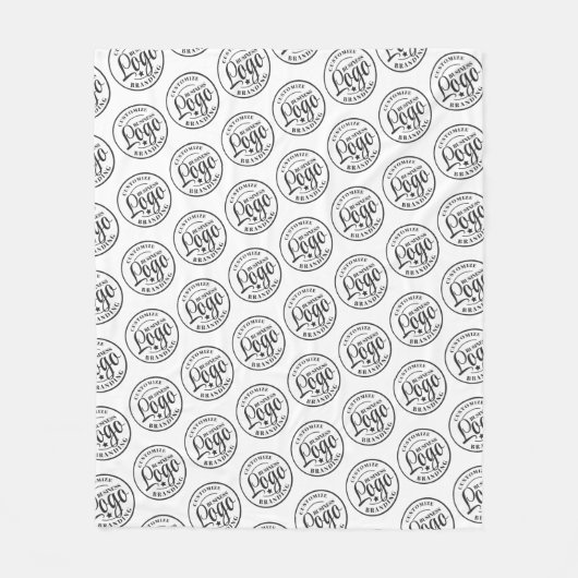 Custom fleece deken met Logo print zwart wit (Voorkant)