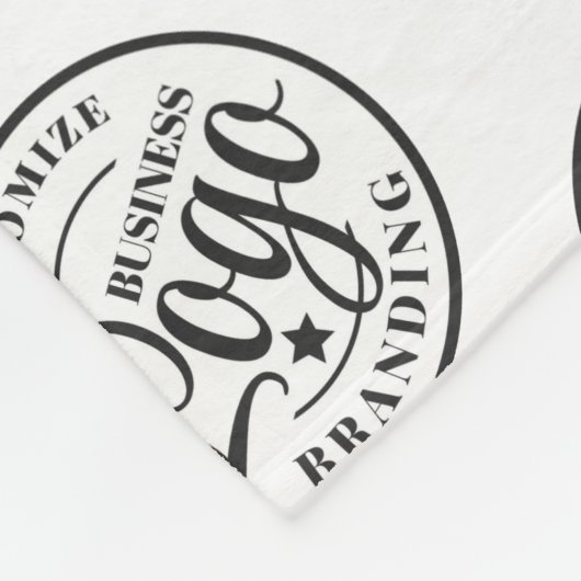 Custom fleece deken met Logo print zwart wit (Hoek)