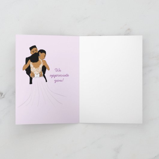 Custom Floral Afro-Amerikaanse bruiloft Dank u Kaart (Binnen)