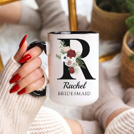 Custom Floral Alphabet Mug Gift for Bridesmaids Mok
