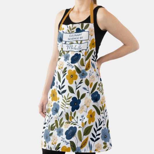 Custom Floral Apron – Culinary Science by [Name] Schort (Insitu)