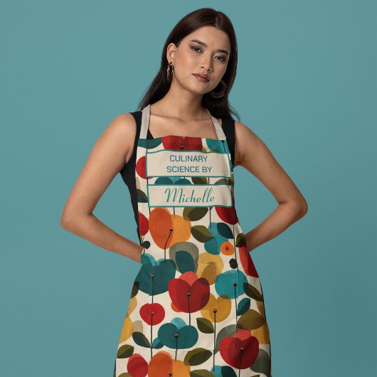 Custom Floral Apron – Culinary Science by [Name] Schort