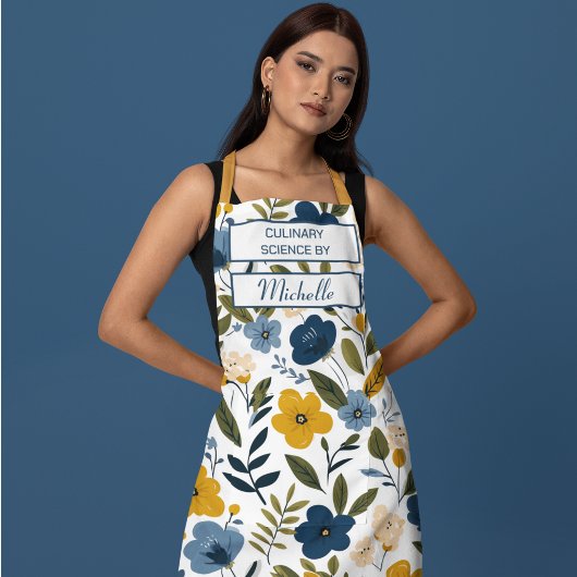 Custom Floral Apron – Culinary Science by [Name] Schort