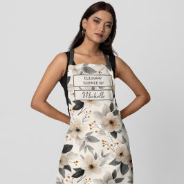 Custom Floral Apron – Culinary Science by [Name] Schort
