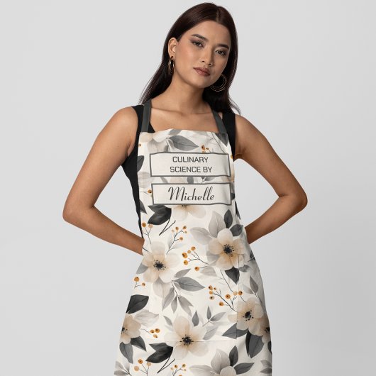 Custom Floral Apron – Culinary Science by [Name] Schort