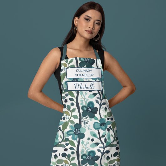 Custom Floral Apron – Culinary Science by [Name] Schort
