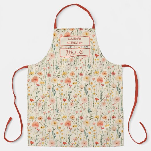 Custom Floral Apron – Culinary Science by [Name] Schort (Voorkant)