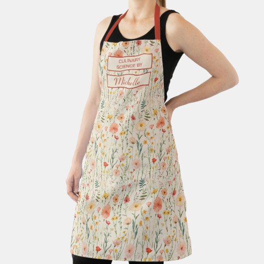Custom Floral Apron – Culinary Science by [Name] Schort (Insitu)