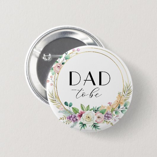 Custom Floral Baby shower Button – DAD to Be (Voorkant /achterkant)