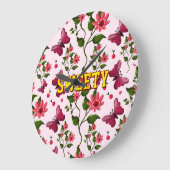 Custom floral butterfly pattern  grote klok (Hoek)