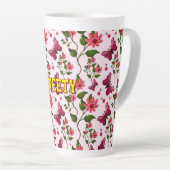Custom floral butterfly pattern  latte mok (Rechterhoek)