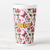 Custom floral butterfly pattern  latte mok (Voorkant)