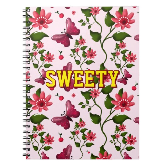 Custom floral butterfly pattern  notitieboek (Voorkant)