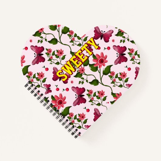 Custom floral butterfly pattern  notitieboek (Voorkant)