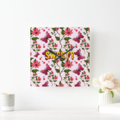 Custom floral butterfly pattern  vierkante klok (Huis)