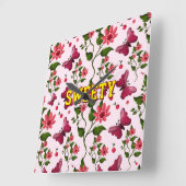 Custom floral butterfly pattern  vierkante klok (Hoek)