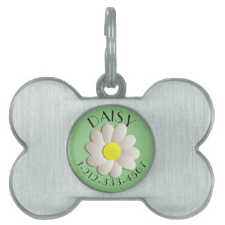 CUSTOM FLORAL DAISY IDENTIFICATION DOG LABEL GROEN HUISDIEREN NAAMPLAATJE
