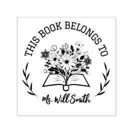 Custom Floral Dit boek is van de leraar Zelfinktende Stempel