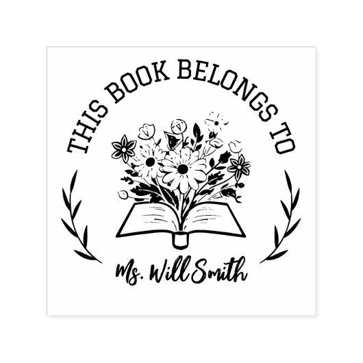 Custom Floral Dit boek is van de leraar Zelfinktende Stempel (Design)