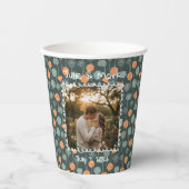 Custom Floral Doodle Photo Engagement  Papieren Bekers (Voorkant)