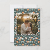 Custom Floral Doodle Photo Engagement Thank You Bedankkaart (Voorkant)