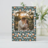 Custom Floral Doodle Photo Engagement Thank You Bedankkaart (Staand voorkant)