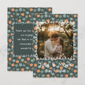 Custom Floral Doodle Photo Engagement Thank You Bedankkaart (Voorkant / Achterkant)