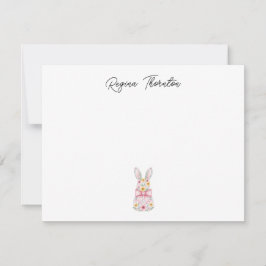 Custom Floral Easter Bunny Note Card Notitiekaartje