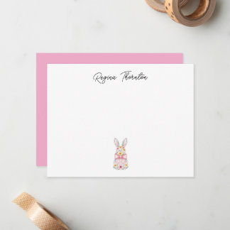 Custom Floral Easter Bunny Note Card Notitiekaartje