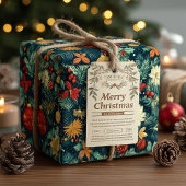 Custom Floral en Ornament Christmas Wrap Cadeaupapier