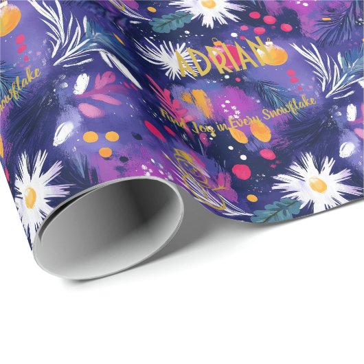 Custom Floral en Pine Kerstmis Cadeaupapier (Rol Hoek)