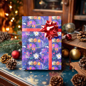 Custom Floral en Pine Kerstmis Cadeaupapier