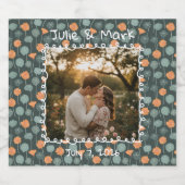 Custom Floral Engagement Photo Champagne Sparkling Wijnetiket (Enkel label)