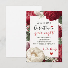 Custom Floral Galentine Girls Night Invitation RSVP Kaartje
