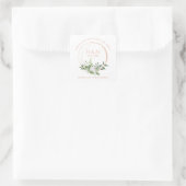 Custom Floral Garland White Pink Wedding Sanitizer Vierkante Sticker (Tas)