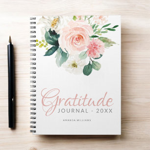 Custom Floral Gratitude Journal met Jaar en naam Notitieboek