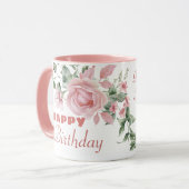 Custom Floral Happy Birthday  Mok (Voorkant links)