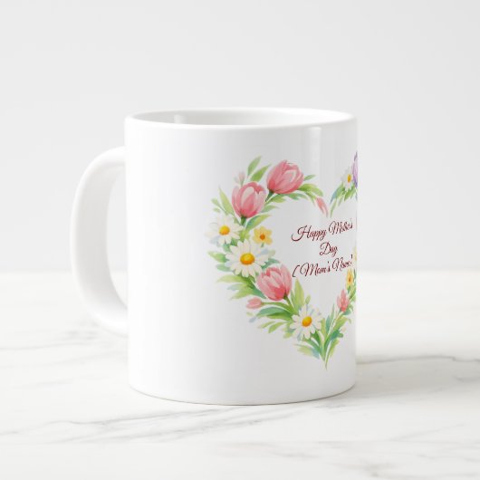 Custom Floral Heart Mother’s Day Mug Grote Koffiekop (Links)