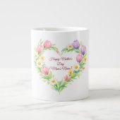 Custom Floral Heart Mother’s Day Mug Grote Koffiekop (Voorkant)