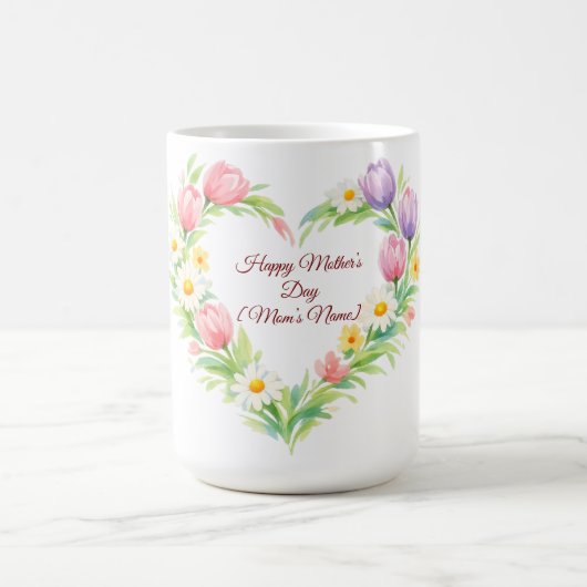 Custom Floral Heart Mother’s Day Mug Koffiemok (Center)