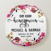 Custom Floral Honeymoon Keepomwille Rond Kussen (Voorkant)
