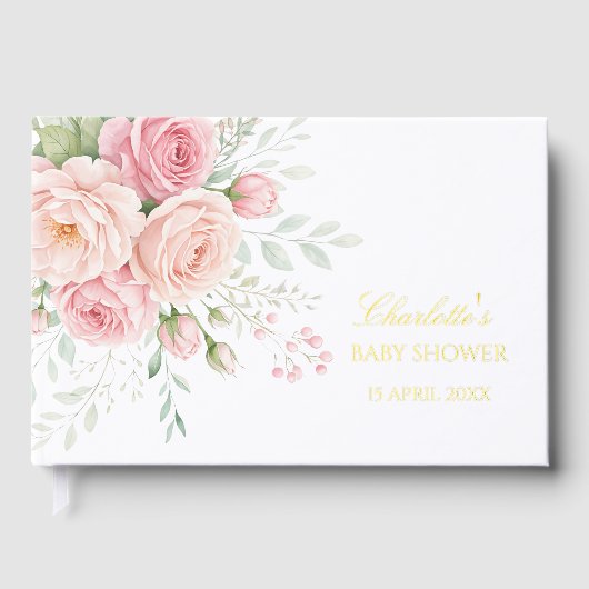 Custom Floral Memory Guest Book Keepsake Gastenboek (Voorkant)